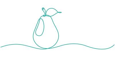 Pear in one line drawing art style vector