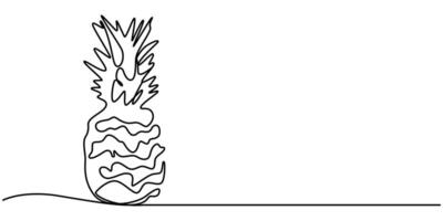 pineapples in one continuous line drawing simplified design for tropical fruits vector