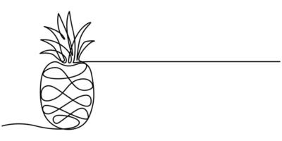 Pineapple continuous one line drawing of outline vector