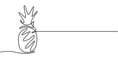 Fresh Pineapple Continuous Line Editable Stroke Line On a White background vector