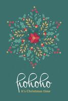 Christmas and New Year illustration of a snowflake made of branches and flowers vector