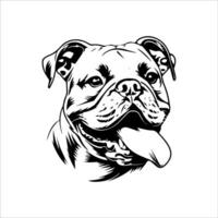 SImple Pitbull Face Black ANd WHite vector