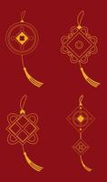 Four different designs of chinese symbols on a red background vector