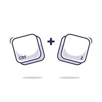 Computer keyboard combination shortcut Ctrl Z icon, button, symbol fast typing technology illustration. Work efficient innovation on computer typing vector