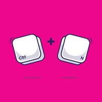 Computer keyboard combination shortcut Ctrl N icon symbol fast typing technology illustration program vector