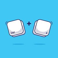 Computer keyboard combination shortcut Ctrl A icon symbol. Customizable keyboard shortcut automation and timesaving programming vector
