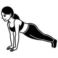 A woman doing push ups on a white background vector