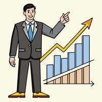 Dynamic Business Growth Icon Featuring Leader Silhouette. vector
