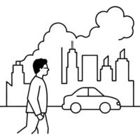 Illustration of a Masked Individual Walking Side Profile View vector