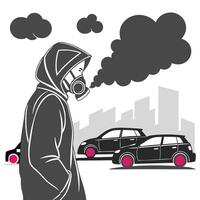 A Person Wearing a Face Mask While Walking. vector