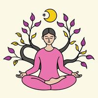 Symbolic Image of Meditation and Growth for Mindfulness Designs. vector