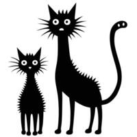 Surreal Abstract Painting Two Black Cats in a Dreamlike Scene vector