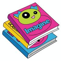 Creative Coloring Book Stack for Relaxation and Fun. vector