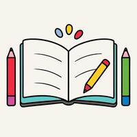 Single Line Coloring Book Illustration with Crayons. vector