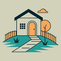 Minimalist House with Pathway Modern Design vector