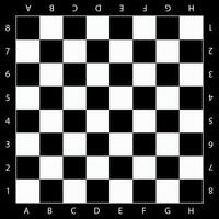 Classic black and white chess board with letters and numbers design. vector