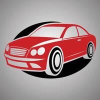 a red car with a black stripe and gray color background vector