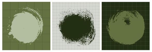 Abstract Brush in Green Tones on Gridded Backgrounds vector