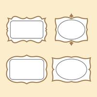 Blank vintage label frames collection isolated on cream background vector