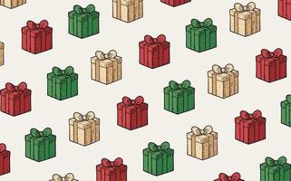 Christmas isometric arrangement of colorful gift boxes forming a precise geometric pattern. Xmas holiday background vector