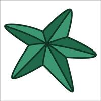 Green starfish on white background vector