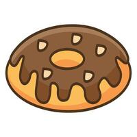 Chocolate donut on white background vector
