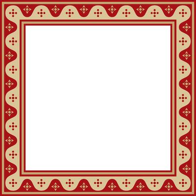 red and gold square gothic ornament. Medieval European rectangle, border. Classic pattern of the Germans, Angles, Saxons, Franks.