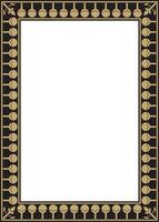 gold and black square Egyptian ornament. Rectangle, frame, ancient Egypt.Pattern of lotus flowers and sun vector