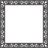 square black monochrome border, frame, Pompeii. Rectangle Neopolitan ornament. Art of Ancient Rome. Template for stained glass vector