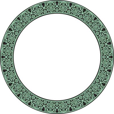 green round oriental ornament. Arabic patterned circle of Iran, Iraq, Turkey, Syria. Persian frame, border.