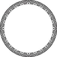 monochrome round ornament of Native Americans, Aztecs. Circle border of the tribes of South and Central America. vector