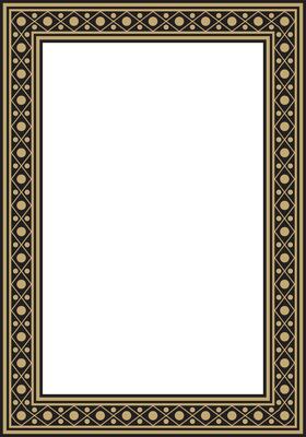 square gold and black ancient Russian ornament. Slavic rectangle, border, frame. Painting of the royal chambers.