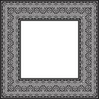 square black monochrome border, frame, Pompeii. Rectangle Neopolitan ornament. Art of Ancient Rome. Template for stained glass vector
