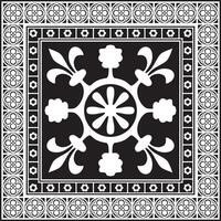black monochrome square gothic ornament. Medieval European silhouette, rectangle, border. Classic pattern of the Germans, Angles, Saxons, Franks. vector