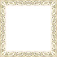 square gold border, frame, Pompeii. Rectangle Neopolitan ornament. Art of Ancient Rome. Template for stained glass vector