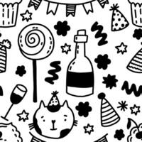 holiday pattern. Seamless background for Birthday, Christmas and New Year party. Hand drawn collection vector