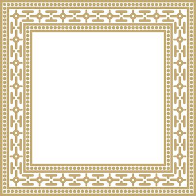 square gold ancient Russian ornament. Slavic rectangle, border, frame. Painting of the royal chambers.