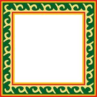 colored square Kazakh national ornament. Ethnic pattern of the Great Steppe, Mongols, Kyrgyz, Kalmyks, Buryats. Square frame border. vector