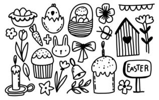 Easter set. Spring Easter elements. Doodle illustration vector