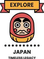 The image is of a Japanese figure with a red and yellow face vector