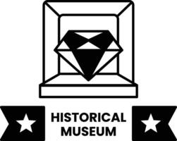 A diamond is displayed in a glass case with a carpet vector