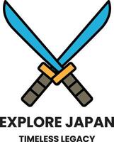 The image is of two swords crossed, with the word Explore Japan written below vector