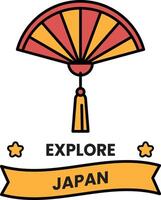 A fan with a red and yellow handle is on a white background vector