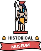 A man with a spear is standing in front of a museum vector