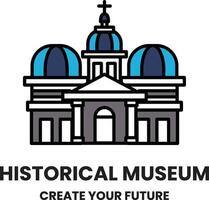 A blue and white building with a dome on top vector