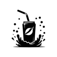 Minimalist Soda Can with Splash and Straw Art for Creative Projects vector