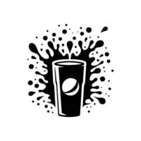 Refreshing Soda Can Silhouette Art with Bubbles and Splash Effect vector