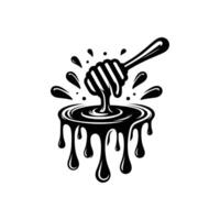 Black and White Honey Dripping Design Ideal for Packaging and Branding Projects vector