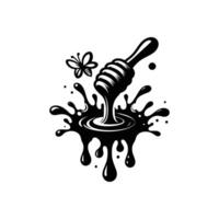 Honey Drip Splash Illustration with Dipper Tool Perfect for Food and Nature Graphics vector