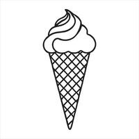 single one line Ice cream cone silhouette white background vector